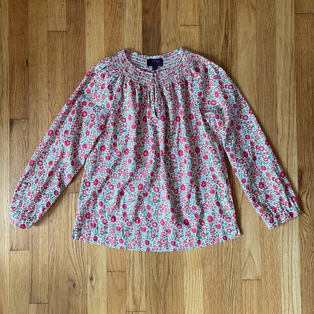 J.Crew with Liberty print fabric blouse